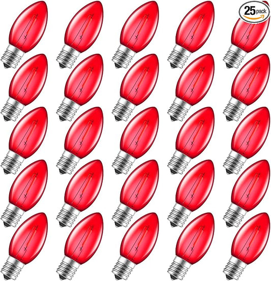 Brightown C9 LED Christmas Light Bulbs, Red C9 Shatterproof LED Bulbs Replacement for Christmas String Lights, E17 Intermediate Base, Commercial Dimmable Holiday Bulbs