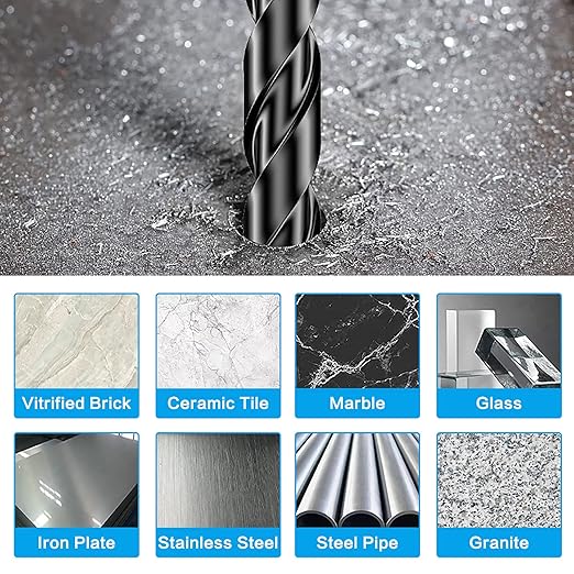 11-pc Masonry Drill Bits Carbide Concrete Drill Bit Set for Stone Tile Brick Ceramic Glass Metal Sheet Plastic and Wood, Quick Change 1/4" Hex Shank, Size 5/32” 3/16" 1/4" 5/16" 3/8" 1/2" with Case