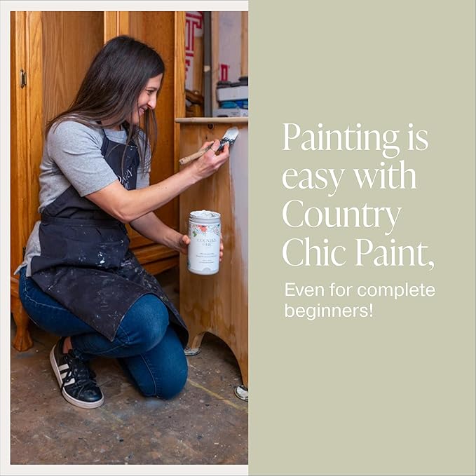 Country Chic All-in-One Chalk Paint for Furniture, Cabinets, Home Decor, Eco-Friendly, Matte Finish, Built-In Primer & Top Coat for Wood, Metal - Gentle Meadow (Green) - Pint 16 oz (475 ml)