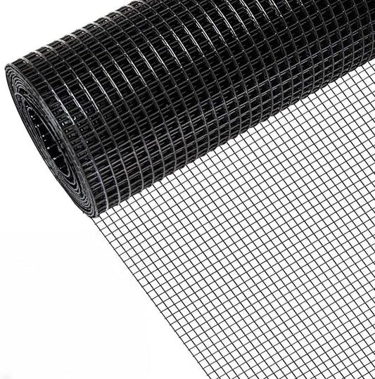 36" x 100' 1/4inch Hardware Cloth, Black Vinyl Coated Chicken Wire Fence Galvanized Welded Mesh Roll for Home Garden Rabbit Cage