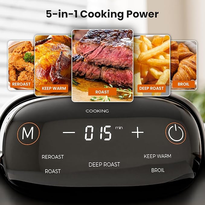 Kismile 5-in-1 Portable Glass Air Fryer, 2.6QT & 4.7QT Dual Glass Containers with Lids, 85% Less Oil, Compact Smart Air Fryer Oven for Deep Roast, Crisp, Keep Warm – Freezer & Dishwasher Safe