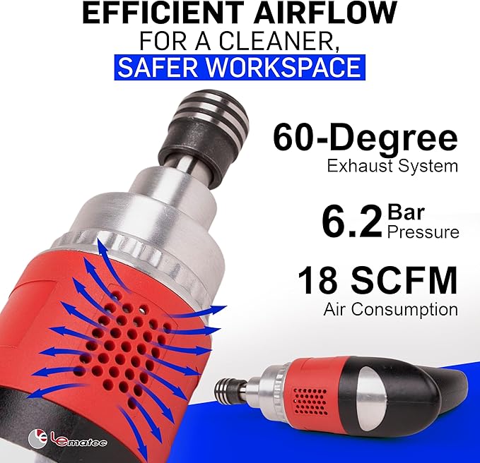 LE LEMATEC Professional Air Impact Driver - 13000 RPM Pneumatic Wrench with Twin Hammer, 40 ft-lbs Torque, 1/4" NPT Compact Tool for Automotive, Furniture & Woodworking (LE-ID413)