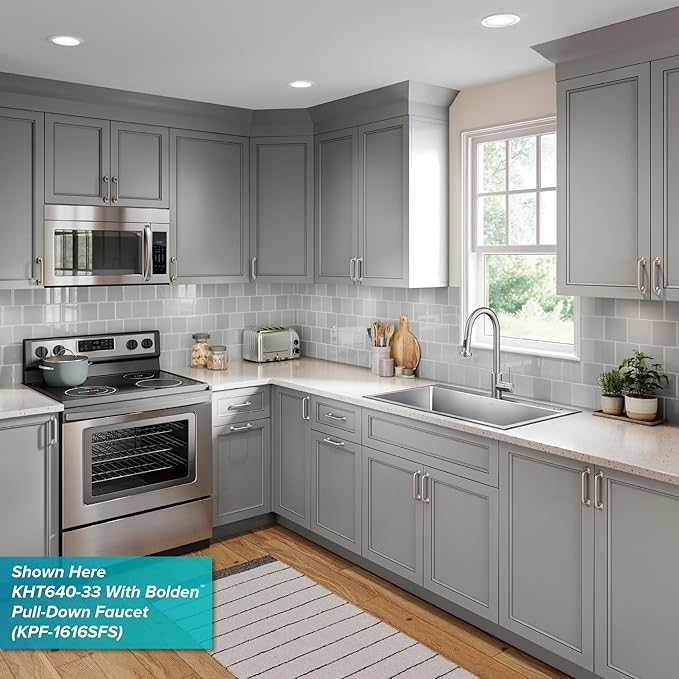 KRAUS Fairlane 25-inch Drop In/Top Mount Single Bowl 18-Gauge Stainless Steel Kitchen Sink, KHT641-25