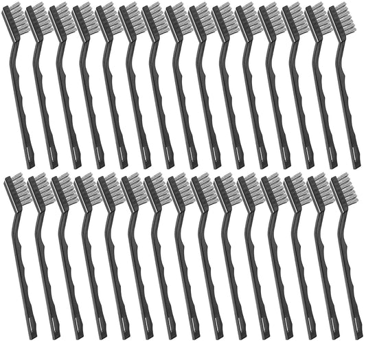 Jeffbaubl 30 Pieces Mini Wire Brush,6.7 Inch Stainless Steel Scratch Brushes,Wire Bristles Brush,Curved Handle Masonry Brushes Wire Bristle for Cleaning Welding Slag and Rust
