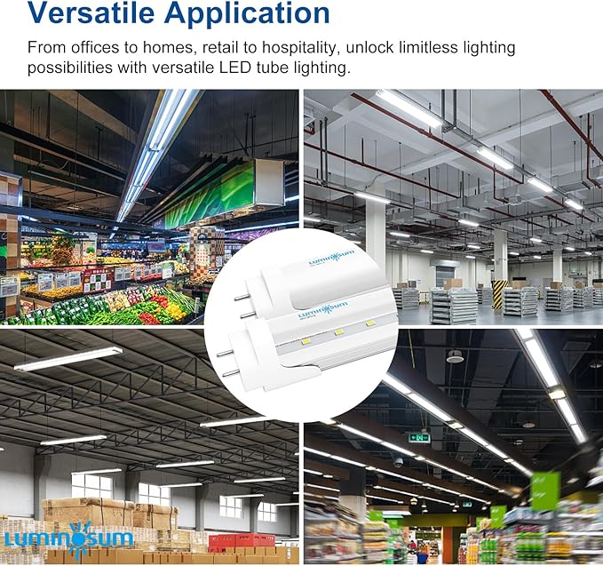 T8 LED Tube Light Bulbs 4 Foot 20W 40W Equivalent, 6000K Cool White 2000LM, T8 T10 T12 Fluorescent Replacement, Dual-end Powered Ballast Bypass, Frosted Cover ETL Listed for Garage 10-Pack