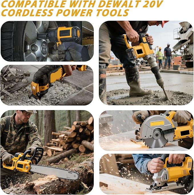 2Pack 8.0Ah DCB206 Replacement for Dewalt 20V Max Battery Compatible with Dewalt 20 Volt Lithium-ion Battery DCB200 DCB205 DCB206 DCB207 DCB204 DCB201 DCB200 DCD/DCF/DCG Series Power Tools