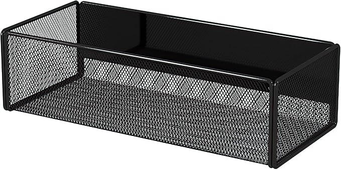 Magnetic Basket Organizer Holder for Fridge Magnetic Storage Bin Box Containers for Refrigerator Whiteboard Classroom (Large, Black)