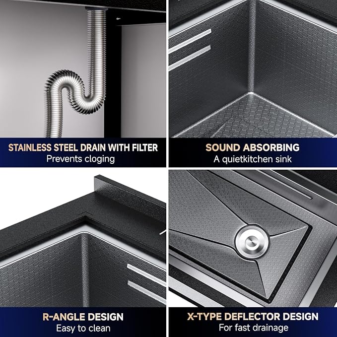 36" Stainless Steel Utility Sink, Freestanding Kitchen Sink with Faucet, Hoses and Drain Basket, Commercial Sinks for Garage, Kitchen, Bathroom, Laundry Room