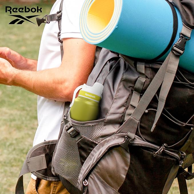Reebok Athletic Stainless Steel Water Bottle - Insulated Water Bottle 32 oz With Chug Lid - Double Wall Vacuum Insulated Sports Water Bottle, BPA Free