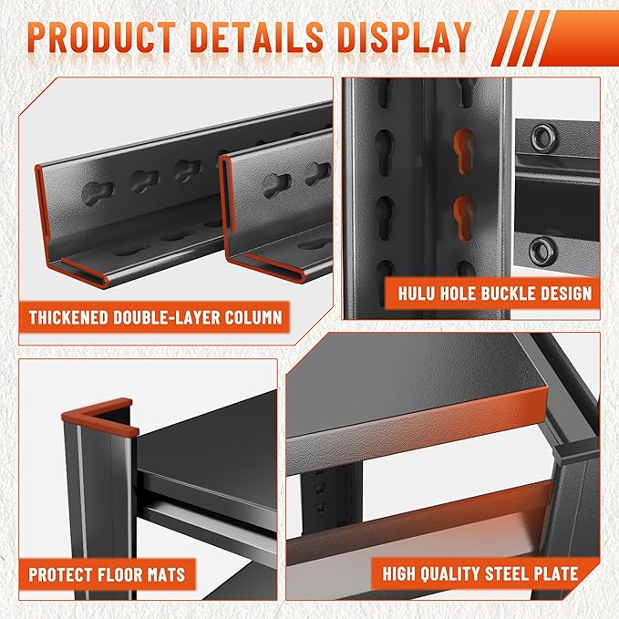 Heavy Duty 4-Tier Steel Shelving Unit, 2000LB Capacity Adjustable Storage Rack for Garage, Warehouse & Basement, Easy Tool-Free Assembly（54''H x 39.4W x 15.7''D）