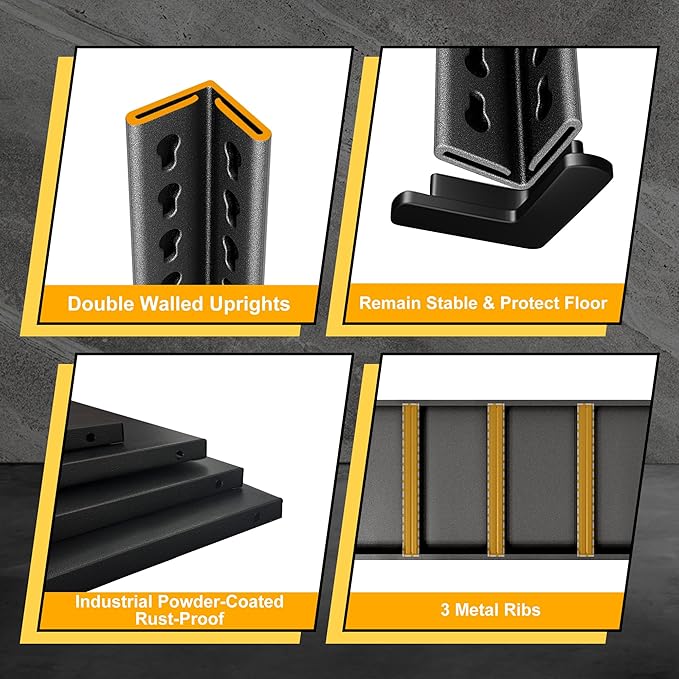 40" W Garage Shelving Heavy Duty, 960LBS Loads Garage Storage Shelves Heavy Duty, 2-Tier Metal Shelving Units and Storage Racks, Industrial Utility Shelf,40" Wx18 Dx36 H, Black