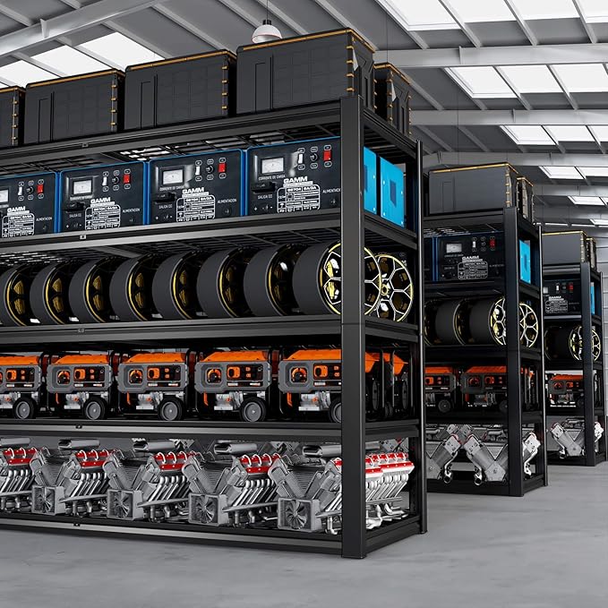 68" W Garage Shelving Heavy Duty, 5 Tier Garage Shelves, Adjustable Storage Shelving Unit, Commercial Metal Shelf for Warehouse, Pantry, School, Shop, 68" Wx20 Dx84 H