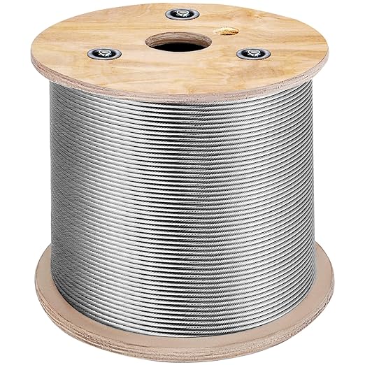 VEVOR 3/16 Stainless Steel Cable 500FT, T304 3700 LBS Breaking Strength Cable Railing System Wire Rope Aircraft Deck Railing Kit Fence Wire