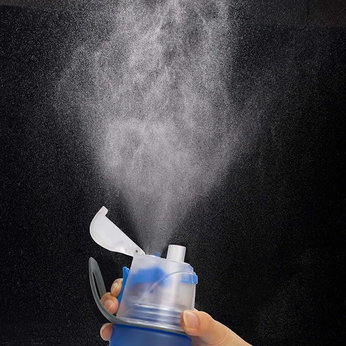Misting Water Bottle, Spray Mist Sports Bottle for Outdoor Sport Hydration and Cooling Down, BPA-Free Misting Water Bottle with Unique Mist Lock Design (Blue-16oz)
