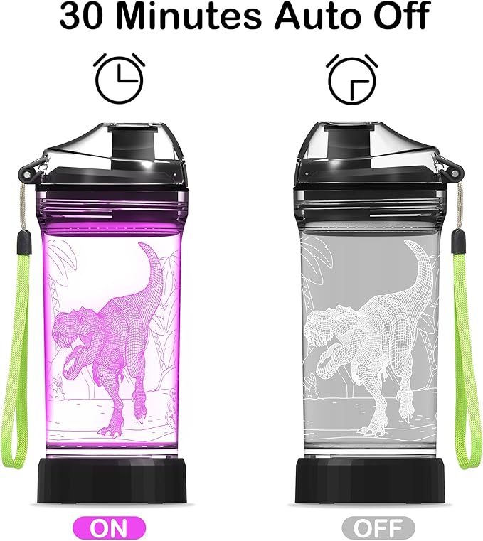 Kids Water Bottle with 3D Light-Up LED Lights - BPA Free - Perfect for Back-to-School Season, Girls, Boys, Kids, Holiday Camping, Picnic Gifts - 14 oz Travel Mug... (color 2)