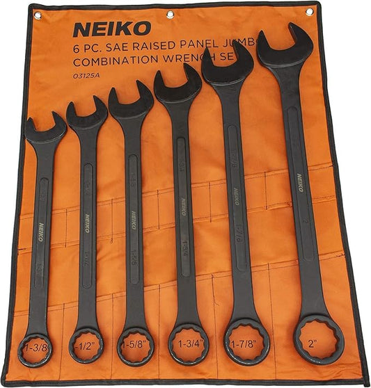Neiko 03125A Heavy Duty Wrench Set | 6 Piece | SAE | 12-Pt Combination Box Ends