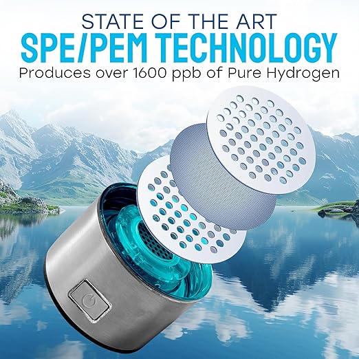 FRS Premium Hydrogen Water Bottle with SPE/PEM Technology. Improve Your Water in 3-Minutes with up to 1680 ppb of Molecular Hydrogen. Portable 420 mL, Stainless Steel, Rechargeable Design.