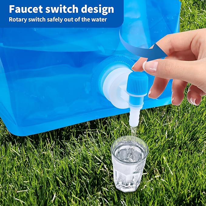 Collapsable Emergency Water Storage Bag Bundle Total 4 Pack Each 2.6 Gallon, BPA Free Food Grade Plastic Storage Water Jug, No-Leak Foldable Portable & Freezable Camping Water Container Bag