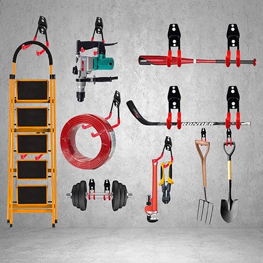 3-H Heavy Duty Garage Hooks [10 Pack] - 3-Round Welding Tech Holds 22lbs More - Thickened Steel Wall Mount for Ladders, Tools & Storage - Rustproof Utility Hardware