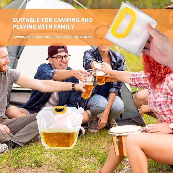 3Pack Collapsable Emergency Water Storage Bag, 2.6 Gallon No-Leak Freezable Camping Water Container Bag, BPA Free Food Grade Clear Plastic Storage Water Jug for Outdoor Sport Hiking Mountaineer