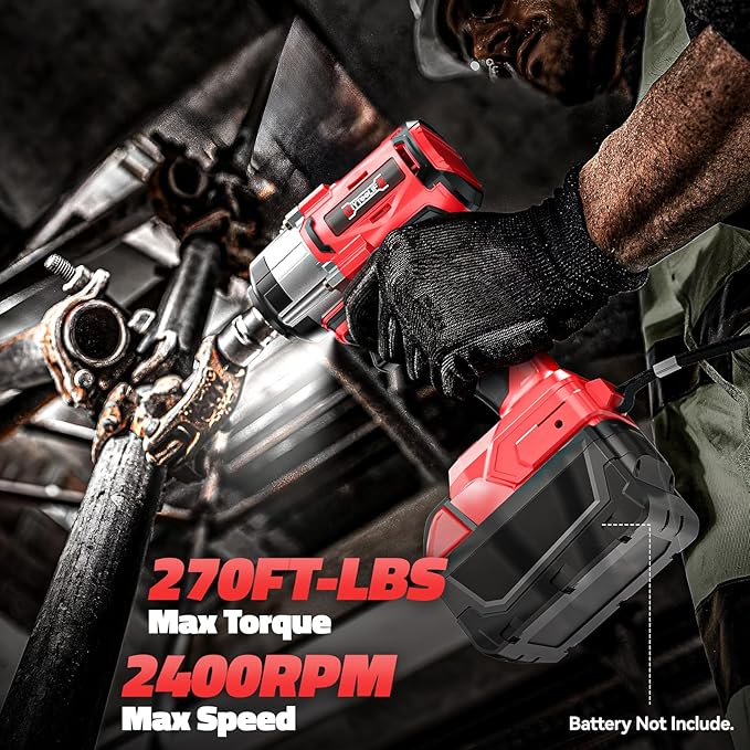 Cordless Impact Wrench Compatible with Milwaukee 18v Battery: 250Ft-lbs(340N.m) 3/8" Brushless Electric Impact Gun, 2400RPM High Torque Impact Driver, Power Impact Wrench, Bare Tool