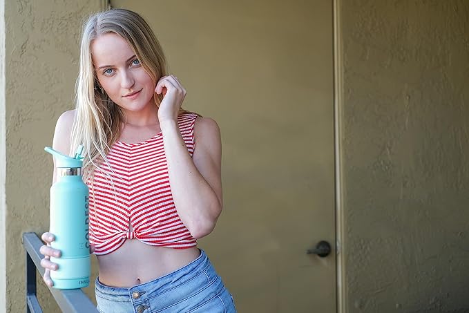 Coldest Sports Water Bottle with Straw Lid Vacuum Insulated Stainless Steel Metal Thermos Bottles Reusable Leak Proof Flask for Sports Gym (24 oz, Forever Pink Glitter)