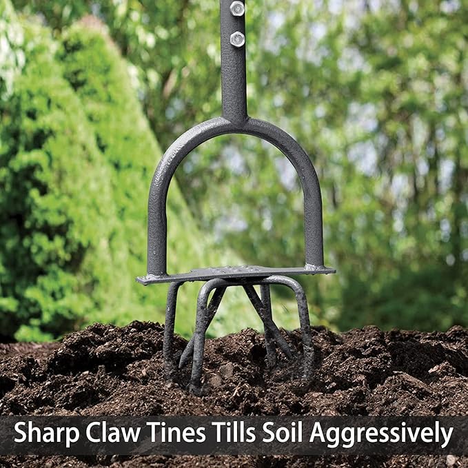 Jardineer Hand Tiller Cultivator, Twist Tiller Garden Claw Heavy Duty, Manual Soil Tiller for Flower Box and Raised Bed