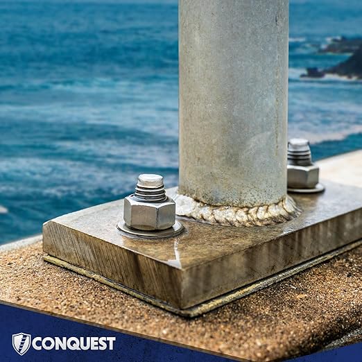Conquest 316 Stainless Steel Concrete Wedge Anchors 3/8" x 3" - Heavy Duty Anchor Bolts for Marine, Coastal, and Outdoor Environments (50 Pack)