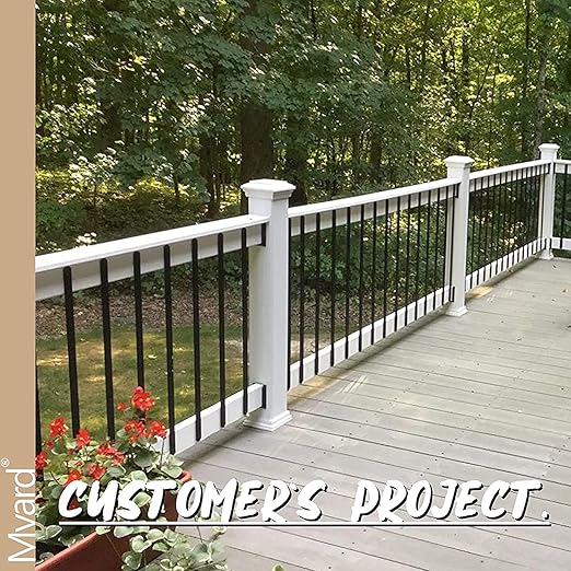 Myard 29-1/2 Inches Heavy Duty Flat Straight Iron Deck Balusters Furniture with Screws for Wood Composite Facemount Deck Railing Staircase Banister Balustrade (25-Pack, Bronze)