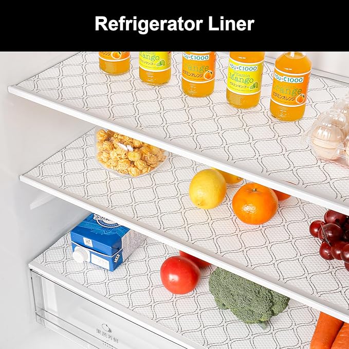 Cooyes Shelf Liner Drawer Liners, Shelf Liners for Kitchen Cabinets, Non Adhesive Cabinet Liner, EVA Waterproof Oil-Proof Non-Slip Refrigerator Liners for Shelves (White, 12 Inches x 30 FT)