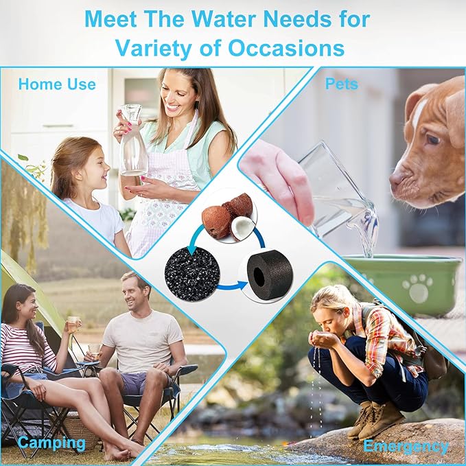 Water Filter Replacement for Berkey, Black Purification Elements, Activated Carbon Filters, Compatible with Berkey Gravity Water Filter System, Pack of 2