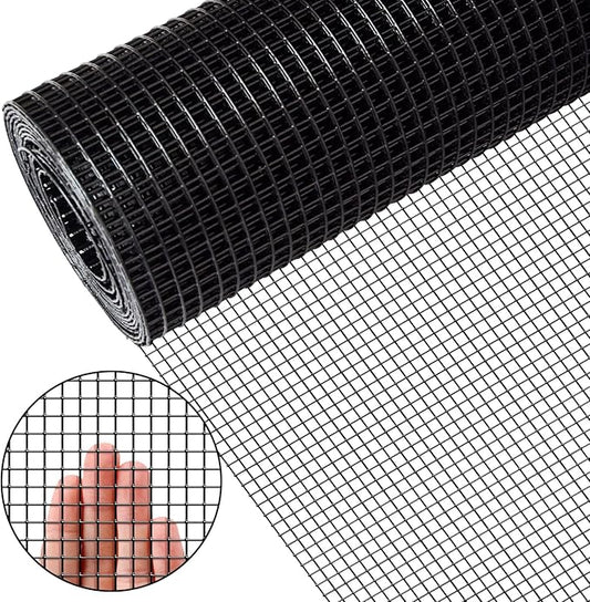 36" x 50' 1/4inch Hardware Cloth, Black Vinyl Coated Chicken Wire Fence Galvanized Welded Mesh Roll for Home Garden Rabbit Cage