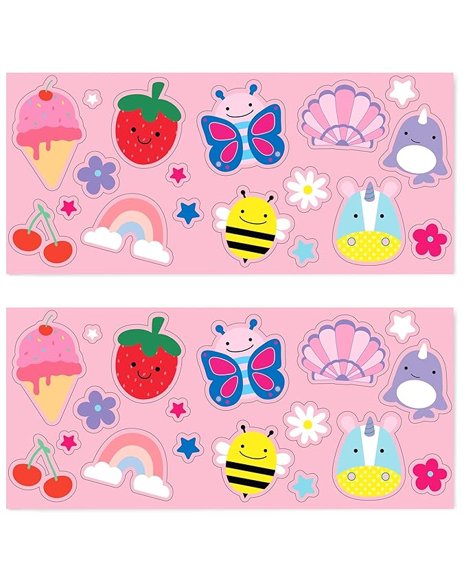 Skip Hop Stainless Steel Kids Canteen Bottle with Stickers, Straw 12.85 oz Pink