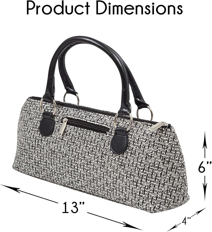 Wine Clutch Bag (Thermal Insulated) Trendy Women’s Carry Tote | Holds Red & White 750mL Bottles | Trendy Fashion | Incl. Portable Waiter-Style Corkscrew (Black Tweed)