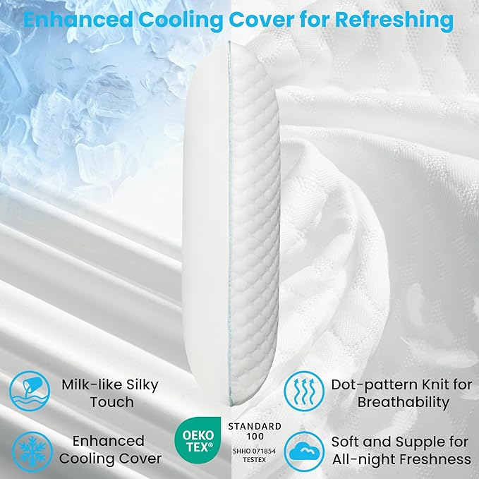 Firm Memory Foam Pillow with Soft Side, Cooling Cervical Pillow with 2-Sided Cover, Side Sleeper Pillow for Pain Relief, Adjustable Soft & Firm Orthopedic Neck Support Pillow for Back Sleeper