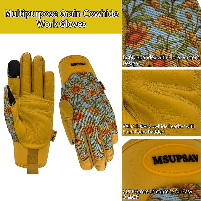 Thorn Proof&Puncture Resistant Gardening Gloves with Grip,Garden Gloves for Women, Leather Work Gloves,Gifts
