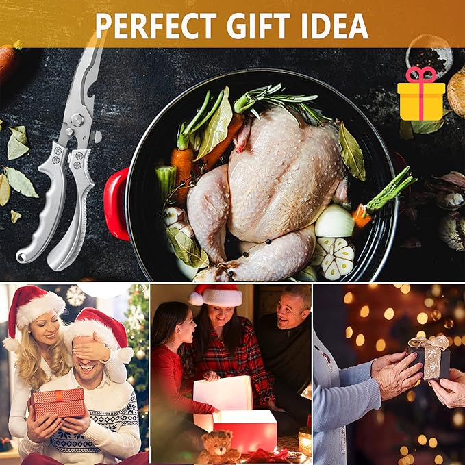 Kitchen Shears Heavy Duty Kitchen Scissors Poultry Shears, Stainless Steel Food Scissors Multiful Sharp Utility Scissors for Chicken,Turkey,Fish Thanksgiving Christmas Day