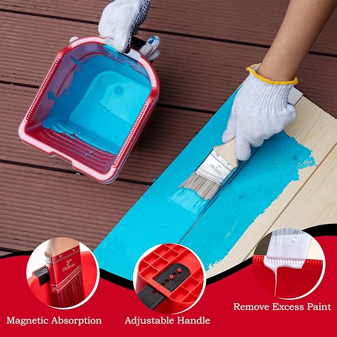 Mister Rui Paint Roller Kit, 12 Pack, 4 Inch Foam Rollers, 2" Brush, Small Paint Bucket with Liners, Liner Lid, Plastic Sheeting, Mini Rollers for Painting & DIY