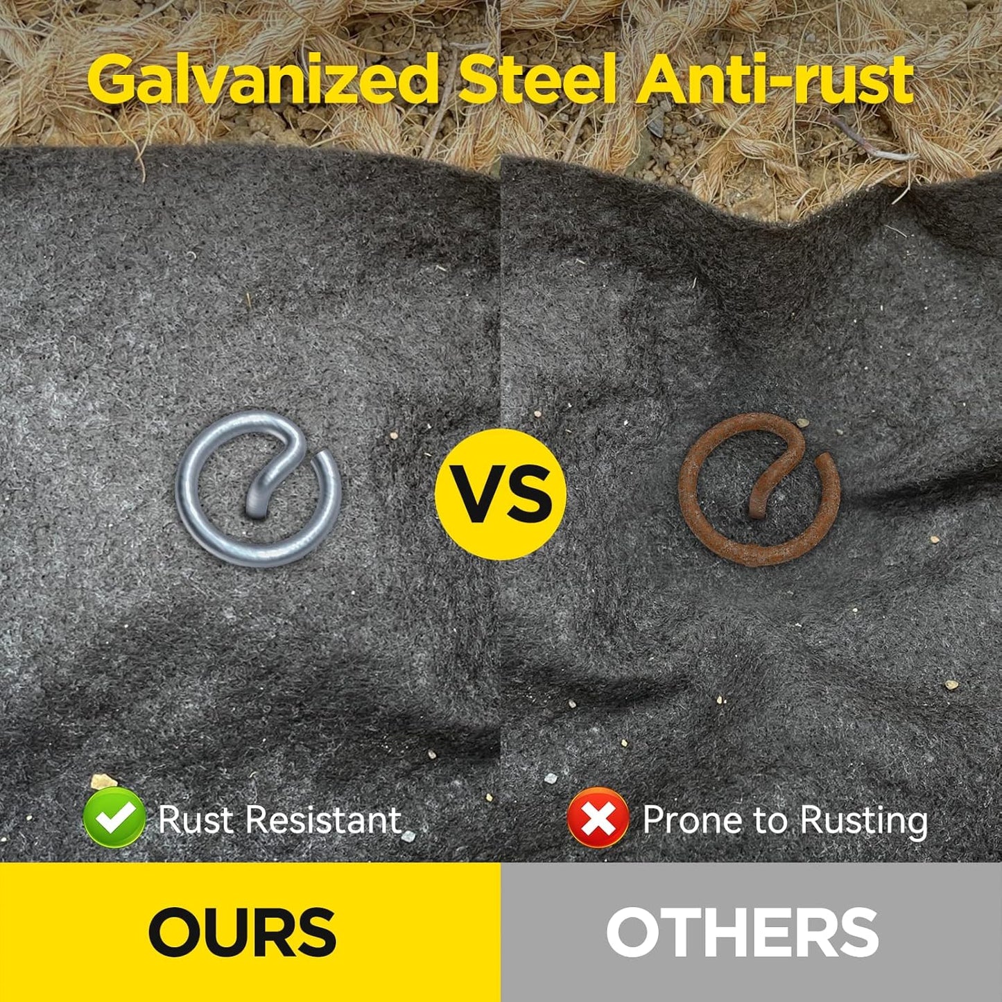 Landscape Fabric Pins, Thickened 8 Gauge Circle Top Landscape Pins-120 Pcs, Not Easy to Bend 6 inch Galvanized Landscape Fabric Stakes, More Holding Power Than U-Shape Garden Staples(120)