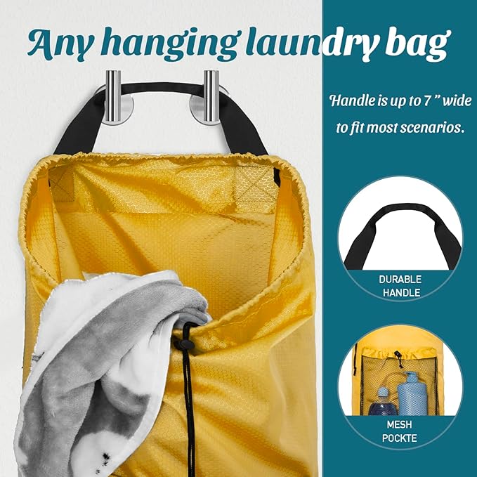 Large Laundry Backpack with Mesh Pocket & Adjustable Shoulder Straps, Yellow