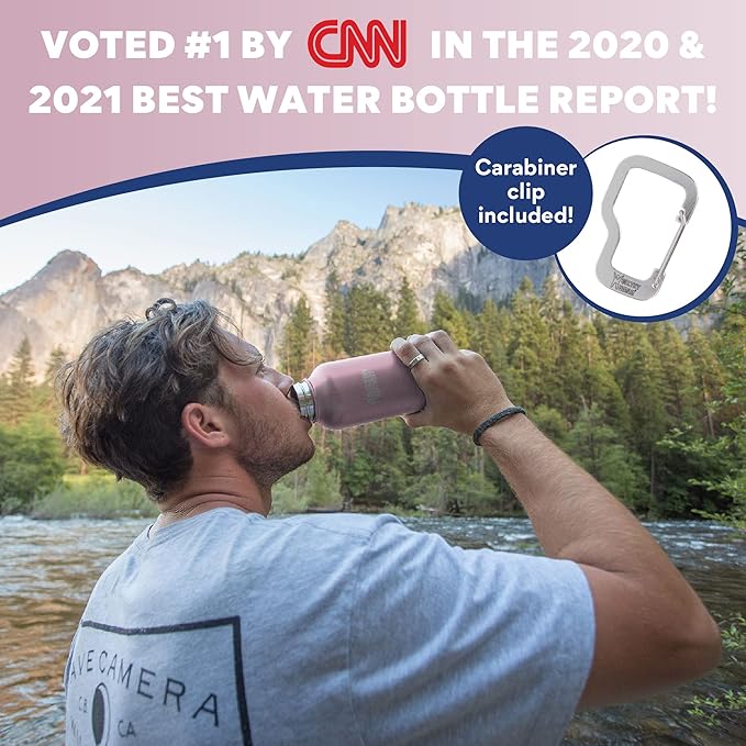 Healthy Human Stainless Steel Water Bottle | Double Walled Vacuum Insulated Water Thermos for Adults | Eco-Friendly Travel Bottles with Leak Proof Lid (Petal Pink, 21 oz/ 621 ML)