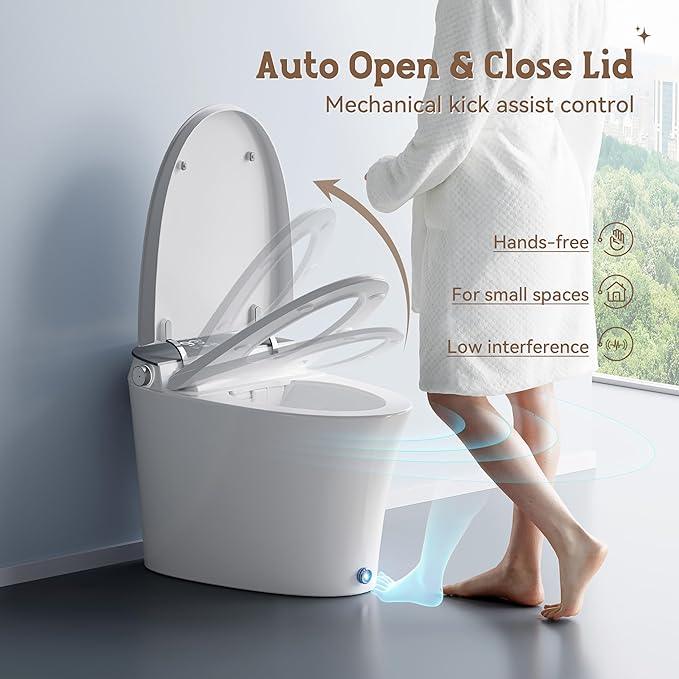 Smart Bidet Toilet with Auto Open/Close Lid, Touchless Auto Flush, Smart Toilet with Bidet Built in Elongated Heated Seat, Instant Warm Water & Dryer, Digital Display