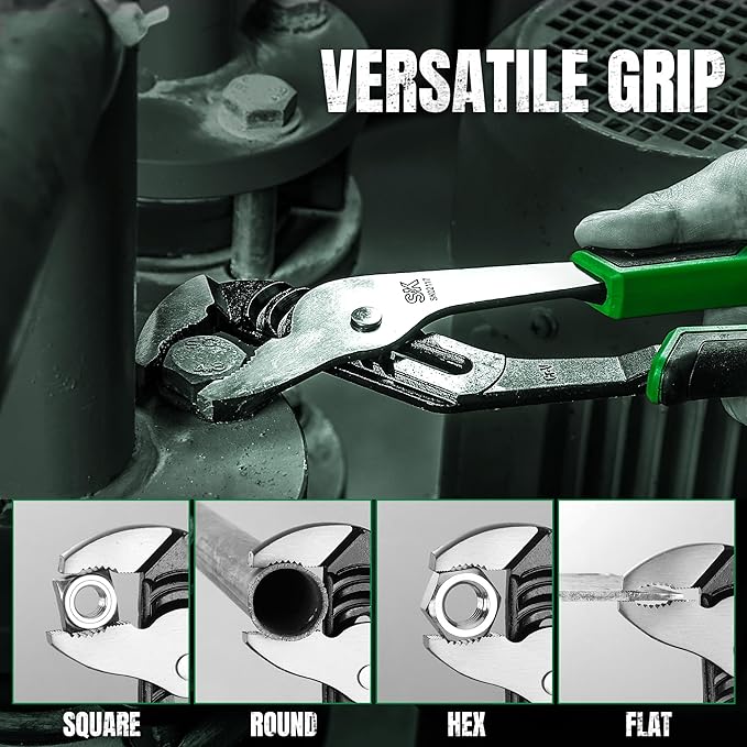SK 12-Inch Groove Joint Pliers, Water Pump Pliers, Premium CR-V Steel Construction, Serrated Jaw with Comfortable Grips