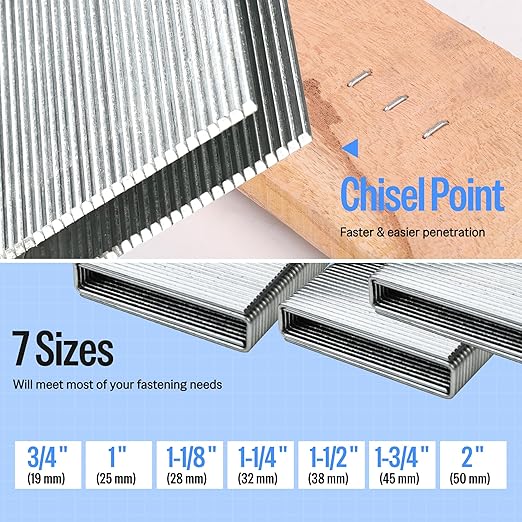 meite 16 Gauge 7/16-Inch Standard Crown Staples, 1-1/4 Inch Length Galvanized Heavy-Duty Construction Staples for Roof Decking Subflooring Wall Sheathing Fencing, 10,010 PCS