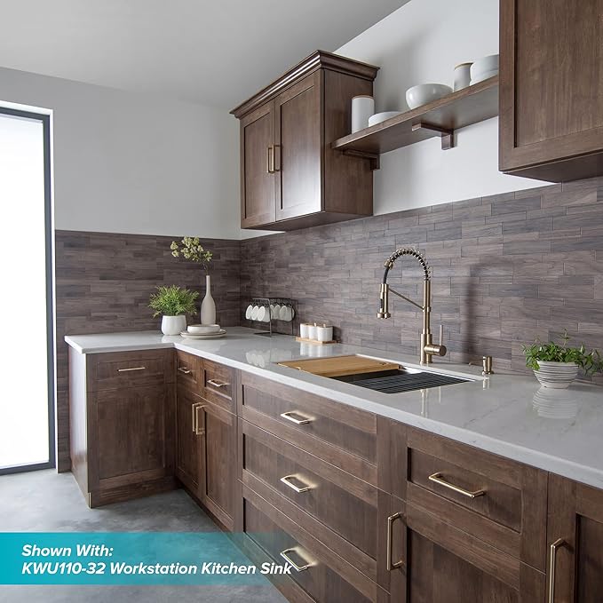 Kraus KPF-1610-KSD-53SFACB Bolden 18-Inch Commercial Kitchen Faucet with Soap Dispenser, Spot Free Antique Champagne Bronze