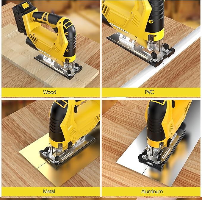 Cordless Jig Saw Compatible with Dewalt 20v Max Battery(No Battery) Brushless Jigsaw, Variable Speed, 45° Beveled Cuts, 3 Orbital Action, with Jigsaw Blades for Straight/Curve/Circle Cutting