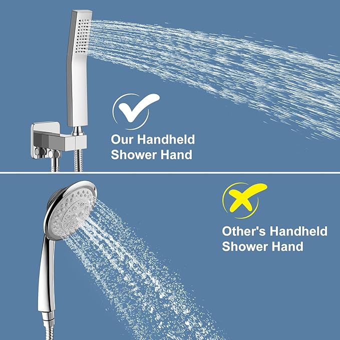 NERDON Shower System, 12 Inch Polish Chrome Luxury Rain Shower Head with Handheld Combo Set, Wall Mounted High Pressure Dual Shower Head System, Bathroom Shower Faucet set with Valve Body and Trim