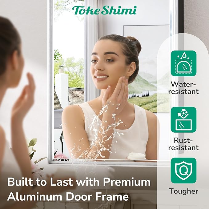 TokeShimi 30x32 Recessed Medicine Cabinet with Mirror Wall Mounted, Metal Beveled Mirror with Storage for Bathroom Vanity, Aluminum Alloy Medicine Cabinet Mirrored Silver