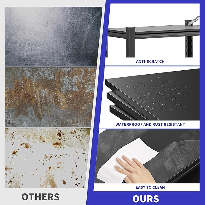 2 Set Garage Shelving Unit 72"H3000bls Heavy Duty Storage Shelves Easy Assembly 5 Tier Adjustable Metal Steel Utility Shelf Rack Storage Organize for Tools Garage,Basement,Warehouse 16"*36"*72"