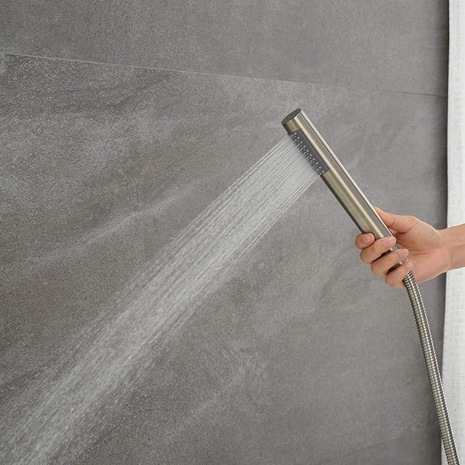 Freestanding Tub Filler Bathtub Faucet Brushed Nickel Floor Mounted Faucets with Handheld Shower